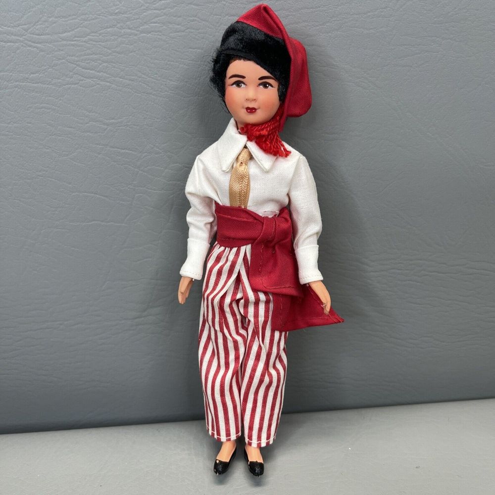 Vintage Antique French Celluloid Doll Ethnic Costume Hand Painted Face